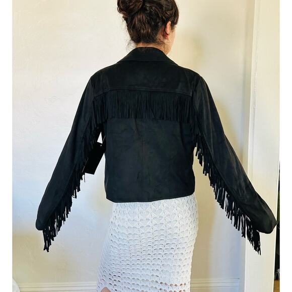 Glamsia Fringe Black Jacket - Picture 2 of 4